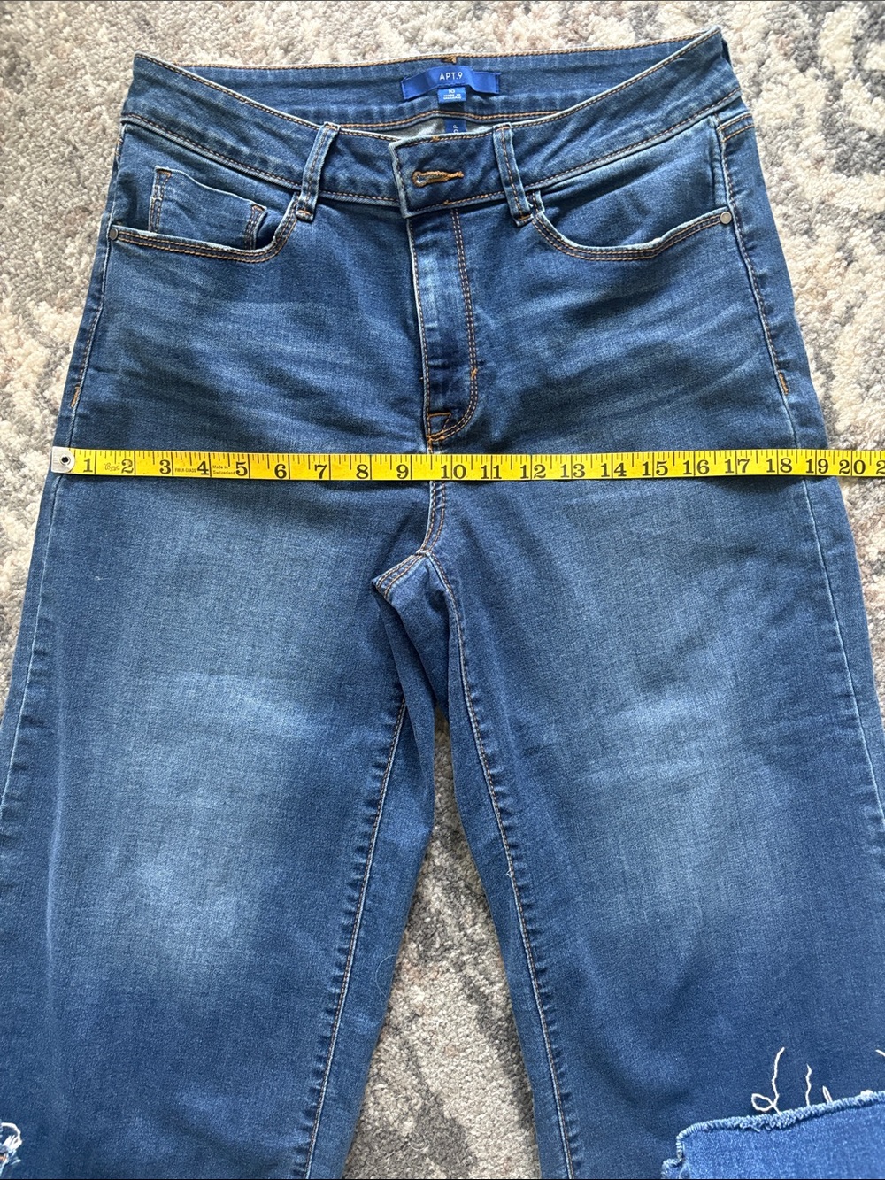 Apt. 9 Dark Blue Women's Ankle Crop Raw Hem Jeans - Picture 6 of 11